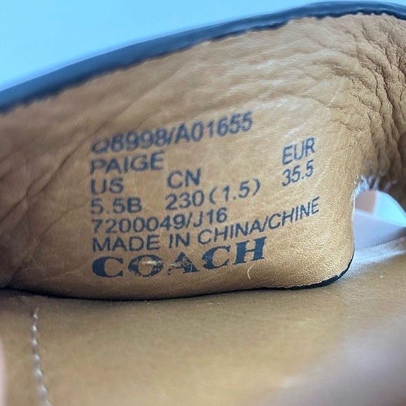 Coach Paige Chunky Heels With Snakeskin Brown Leather Ankle Strap Sandals Sz 5.5 - Picture 7 of 11